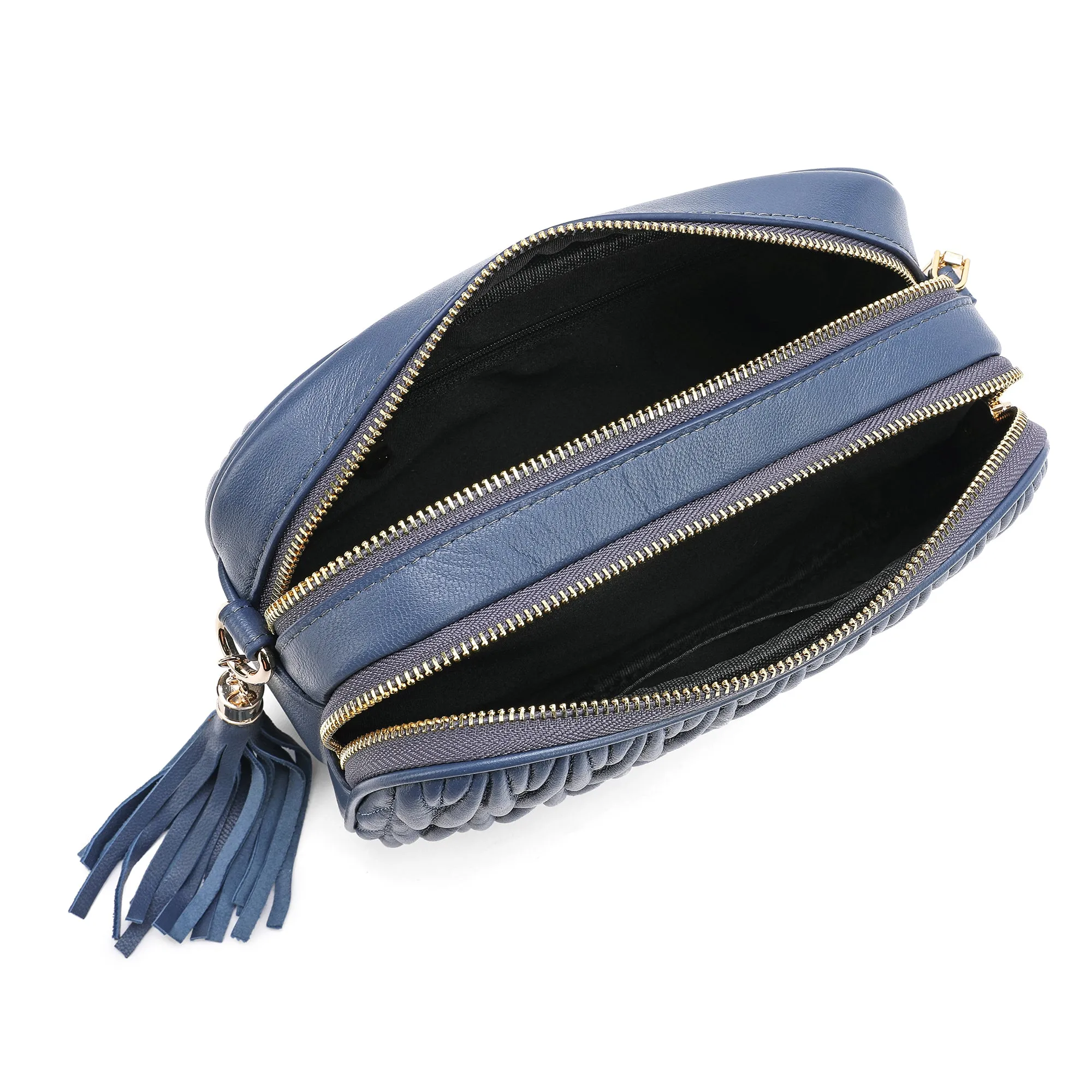Tiffany & Fred Pleated Lambskin Leather Messenger/Shoulder Bag