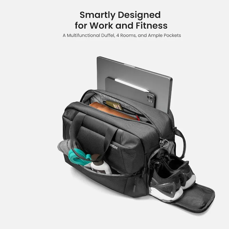 Tomtoc 30L Travel Duffel | Water-Resistant, Laptop & Shoe Compartments, Fits 16” MacBook