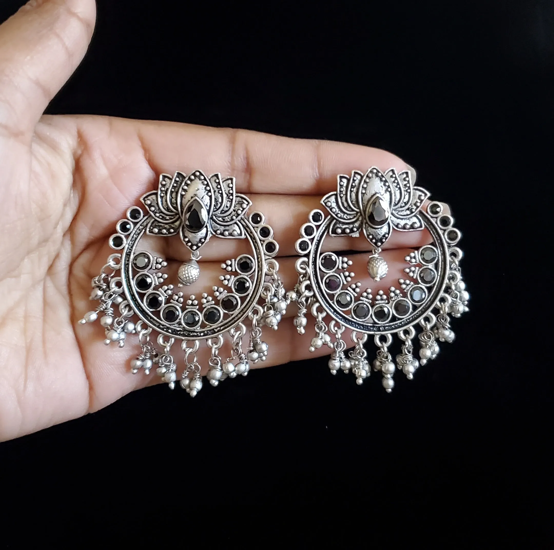 Trendy Earring With Oxidised Plating RN10 Black