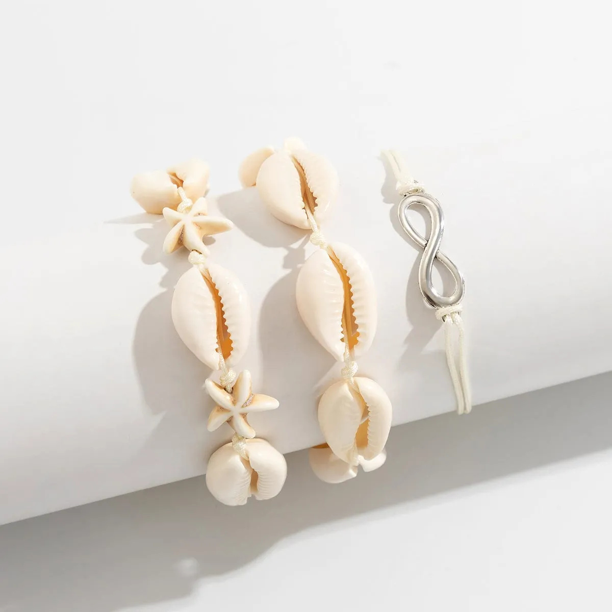 Trendy Layered Infinity Starfish Shell Bracelet Set