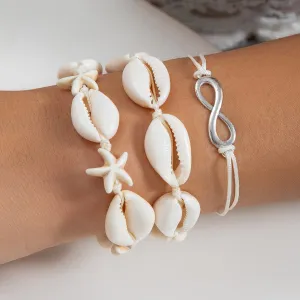 Trendy Layered Infinity Starfish Shell Bracelet Set