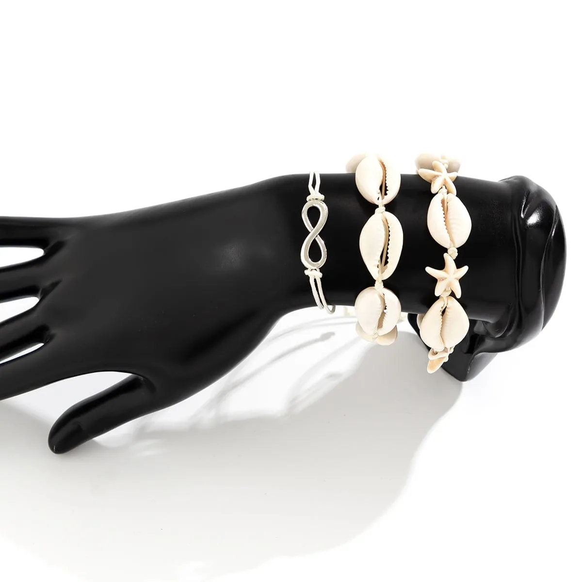 Trendy Layered Infinity Starfish Shell Bracelet Set