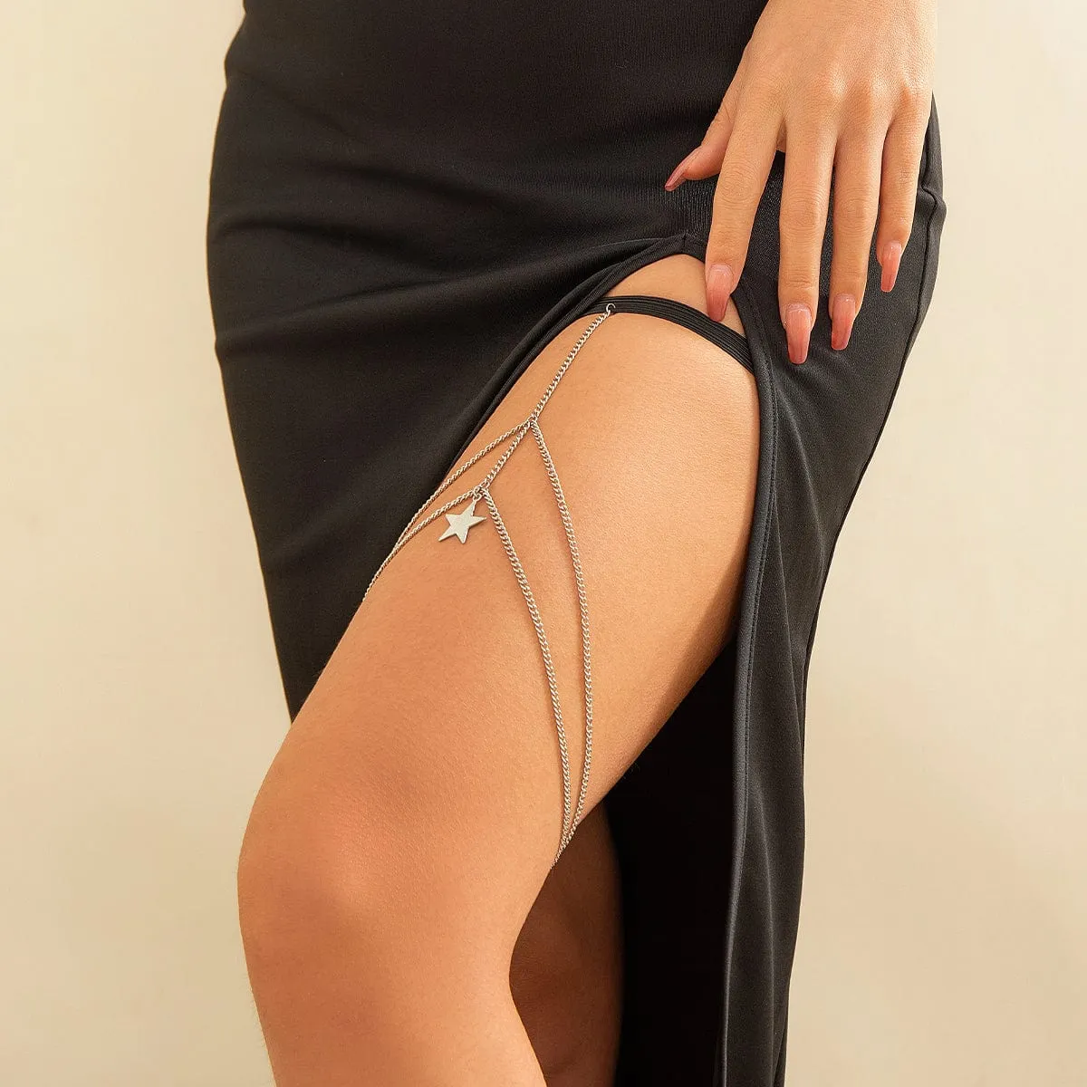 Trendy Layered Star Charm Elastic Thigh Leg Chain