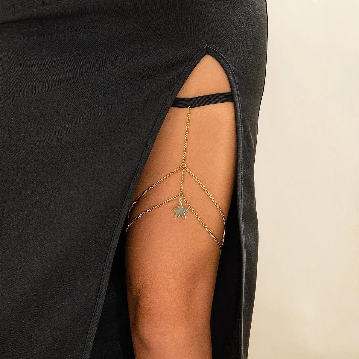 Trendy Layered Star Charm Elastic Thigh Leg Chain