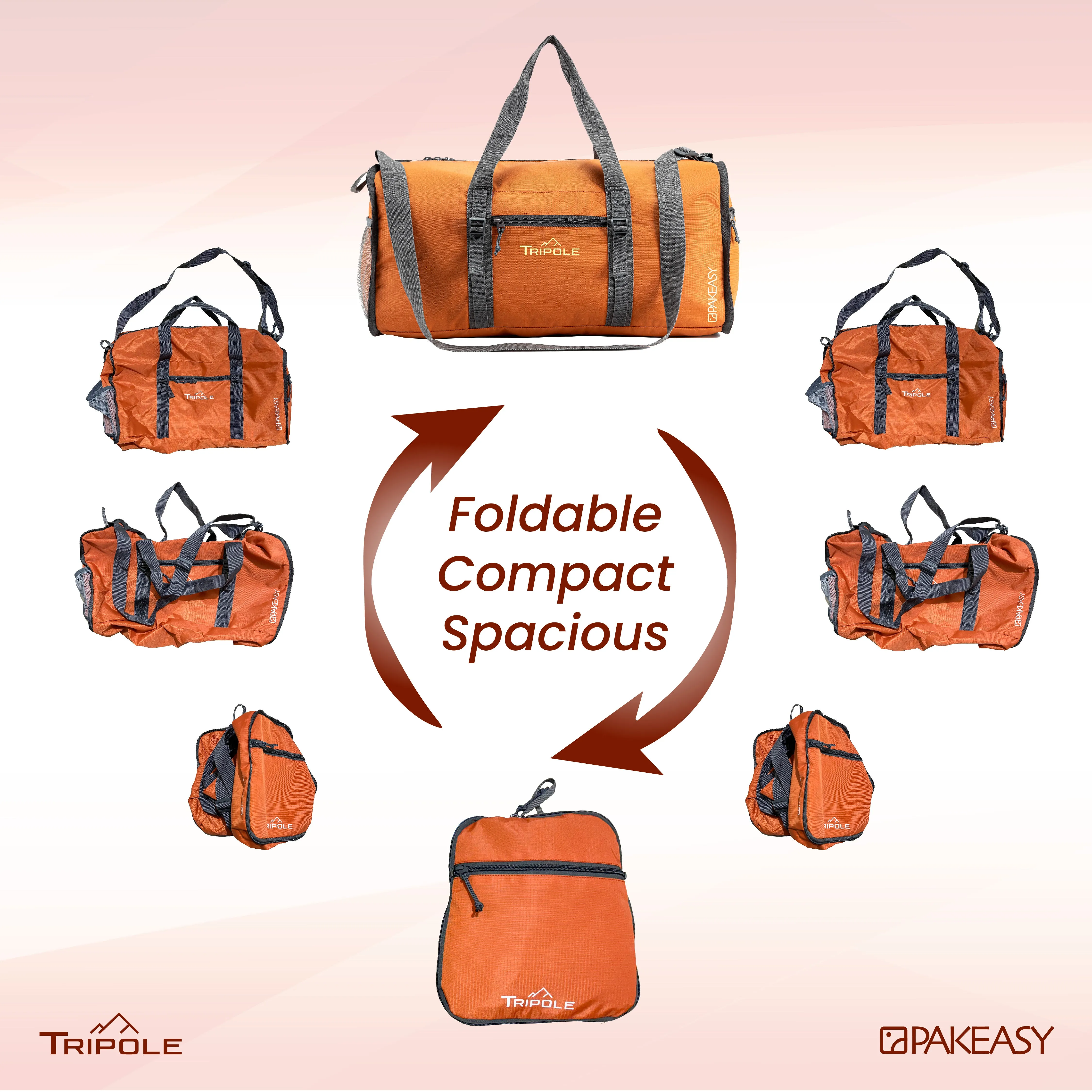 Tripole PAKEasy Foldable Duffel Bag | Portable Bag for Traveling | 40 Litres