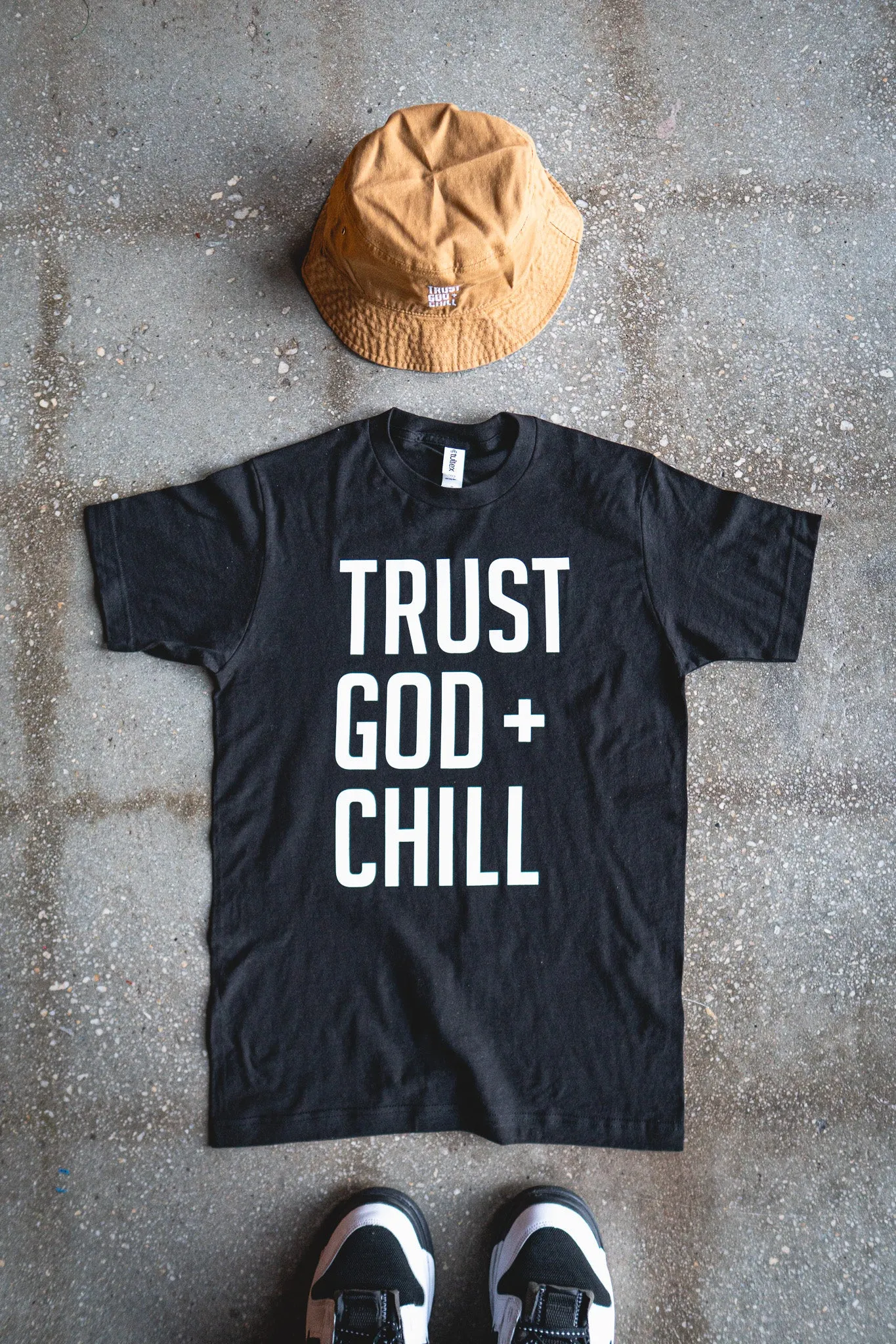 Trust God   Chill Adult Box T-Shirt & Timberland Bucket Hat Bundle