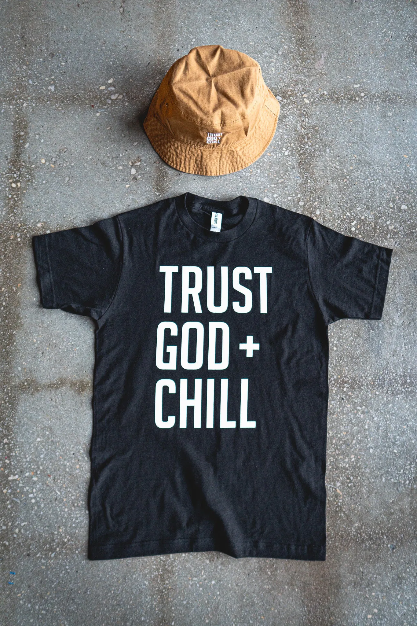 Trust God   Chill Adult Box T-Shirt & Timberland Bucket Hat Bundle
