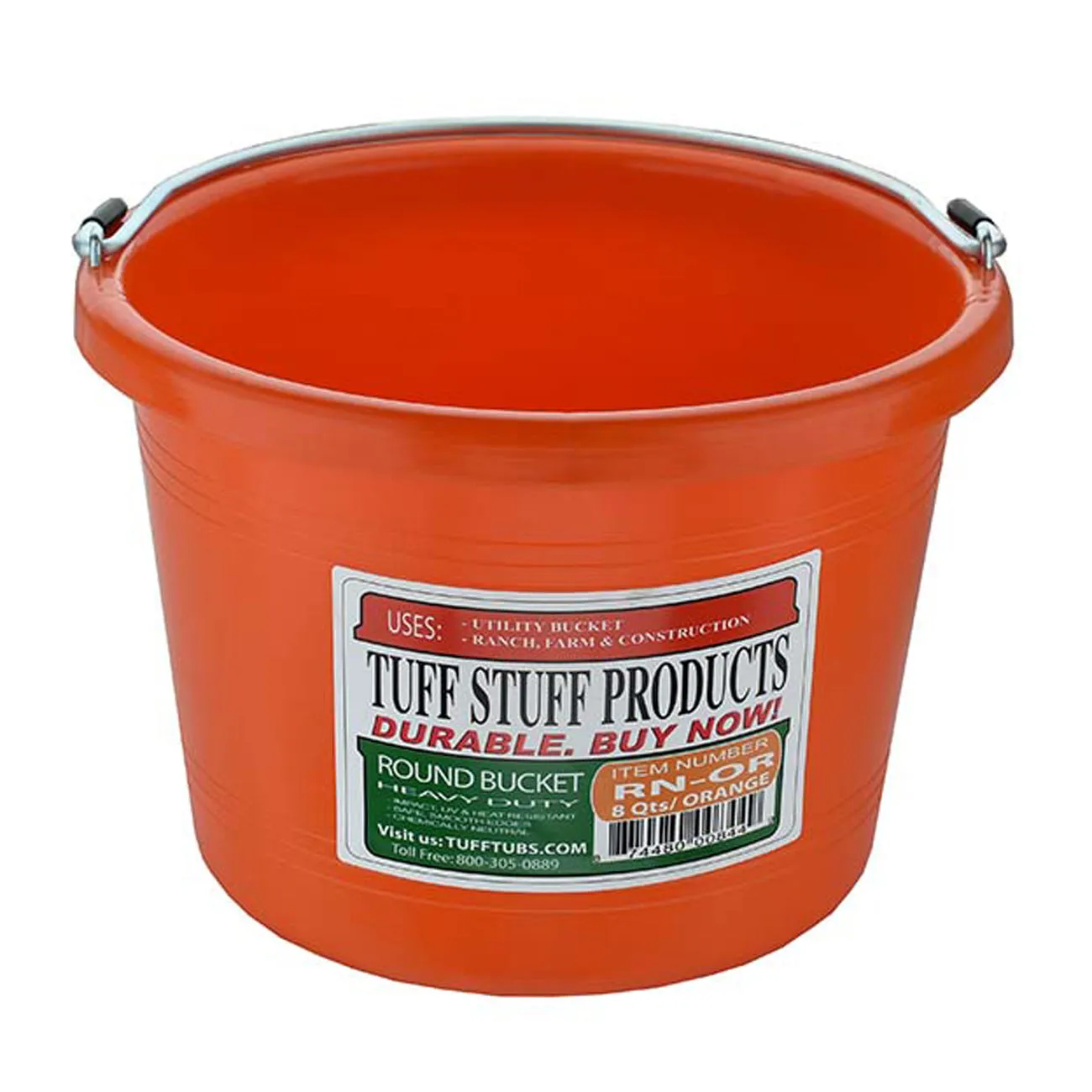 Tuff Stuff round bucket 8 qts - orange