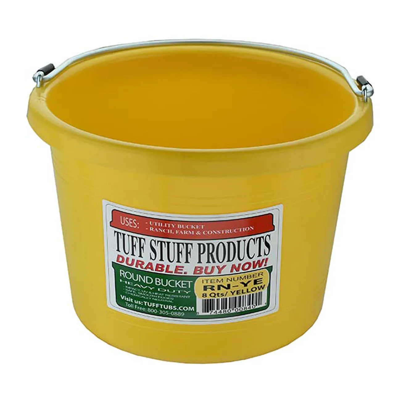 Tuff Stuff round bucket 8 qts - yellow
