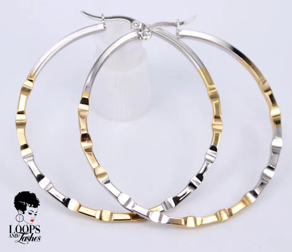 Two-Tone Dimpled Hoops