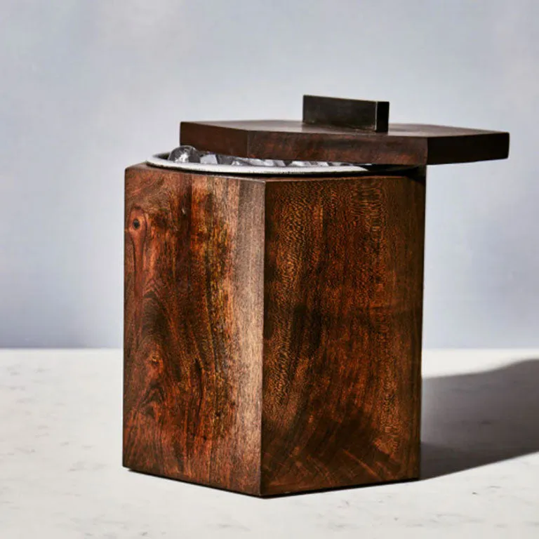 Unique Wooden Ice Bucket in Blackened Cherry