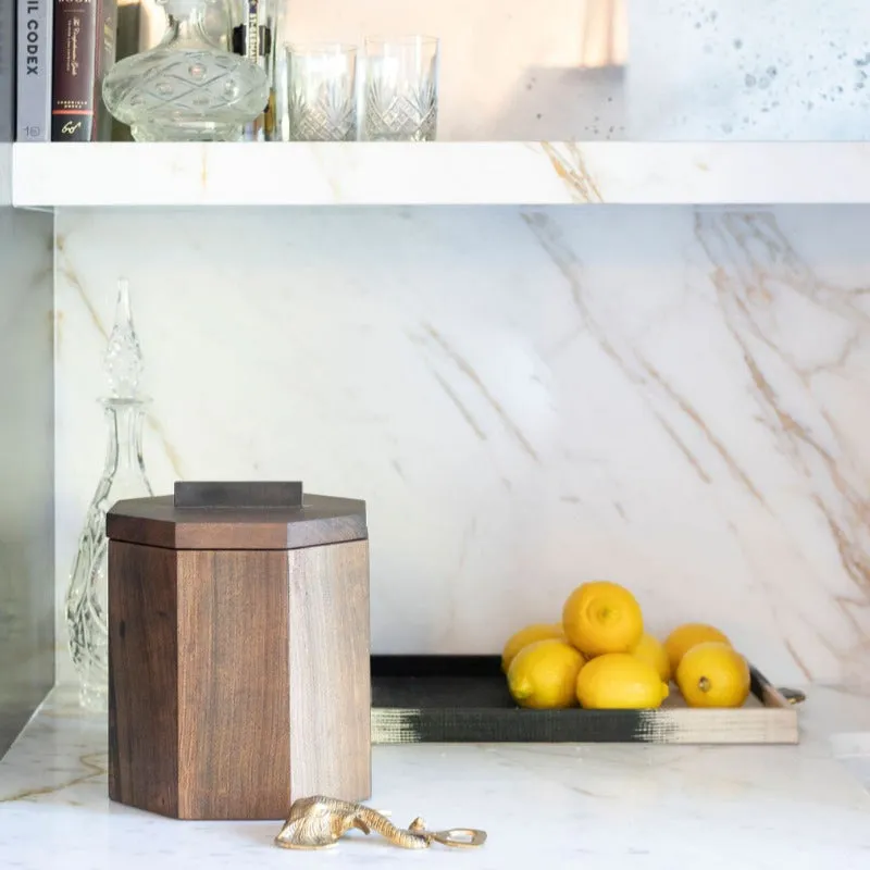 Unique Wooden Ice Bucket in Blackened Cherry