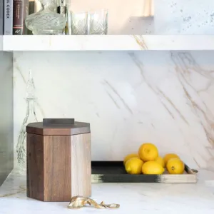 Unique Wooden Ice Bucket in Blackened Cherry