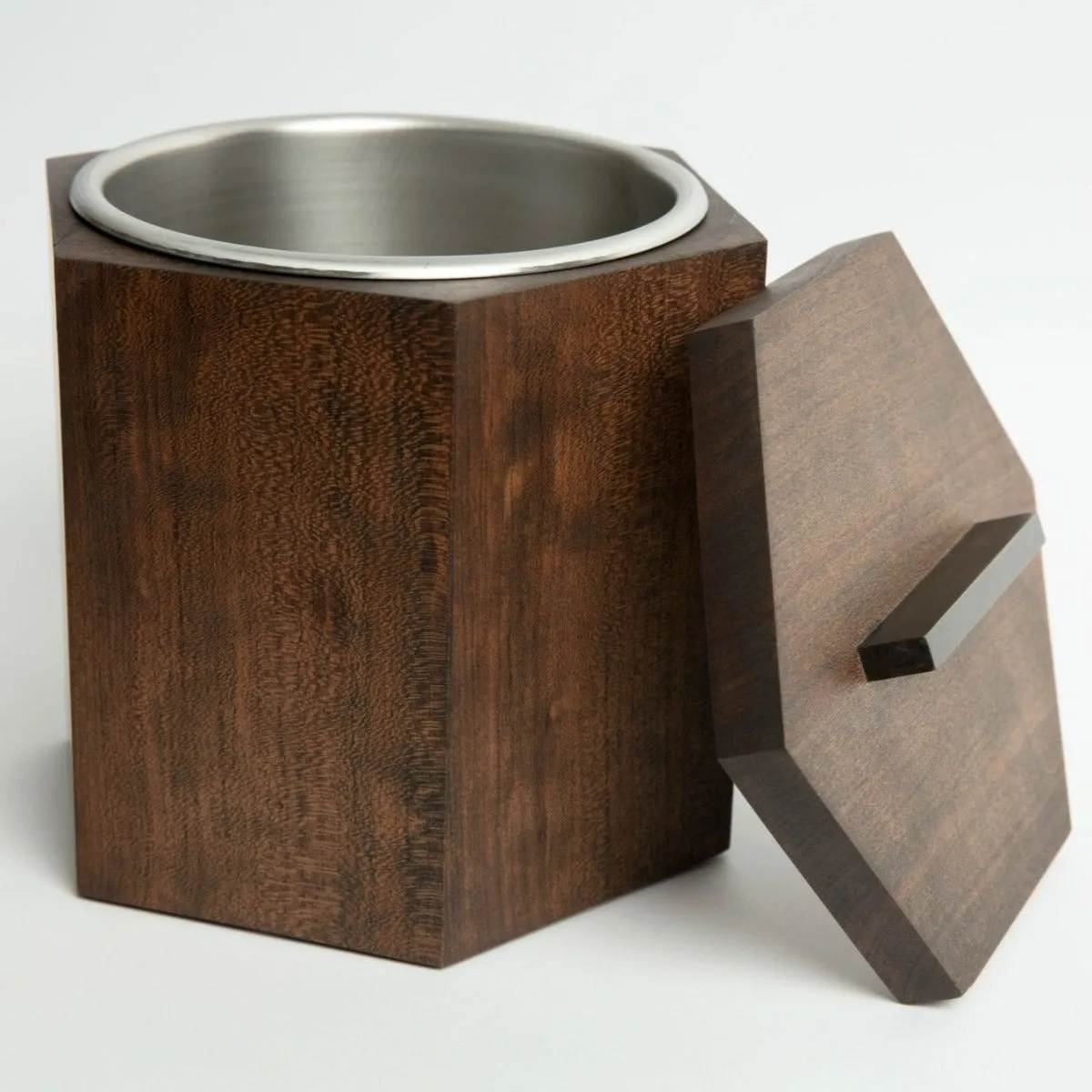 Unique Wooden Ice Bucket in Blackened Cherry