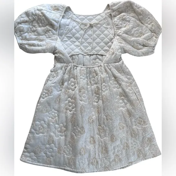 Urban Outfitters NEW Kimchi Blue Astrid Embroidered Babydoll Mini Dress Size XS