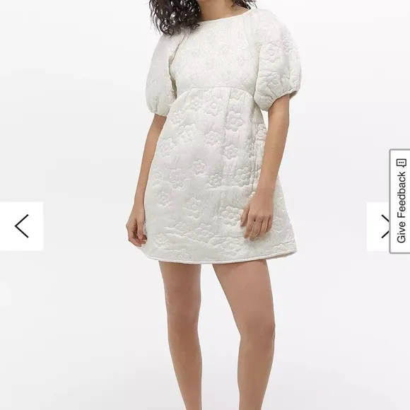 Urban Outfitters NEW Kimchi Blue Astrid Embroidered Babydoll Mini Dress Size XS
