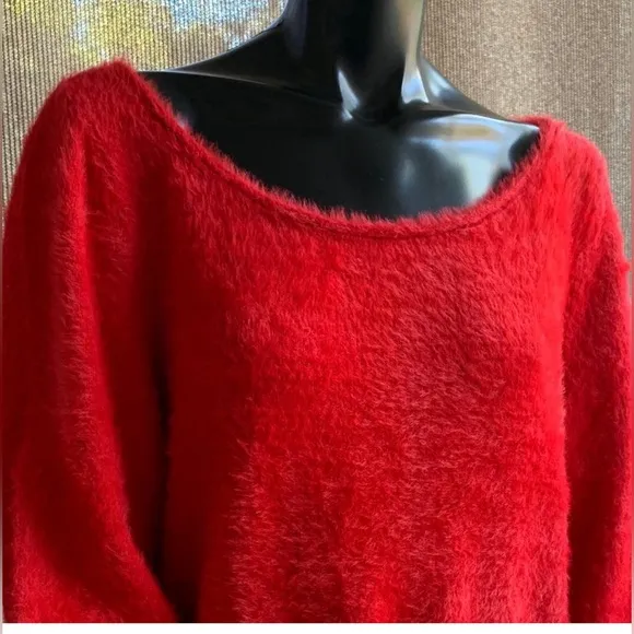 Victoria's Secret sz S Cozy Red Long Sleeve Fuzzy Sweater Loungewear EUC SEXY