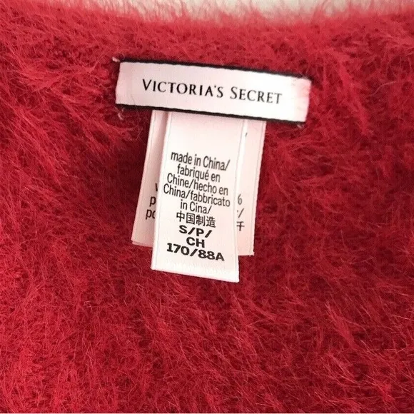 Victoria's Secret sz S Cozy Red Long Sleeve Fuzzy Sweater Loungewear EUC SEXY