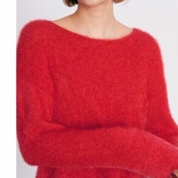 Victoria's Secret sz S Cozy Red Long Sleeve Fuzzy Sweater Loungewear EUC SEXY