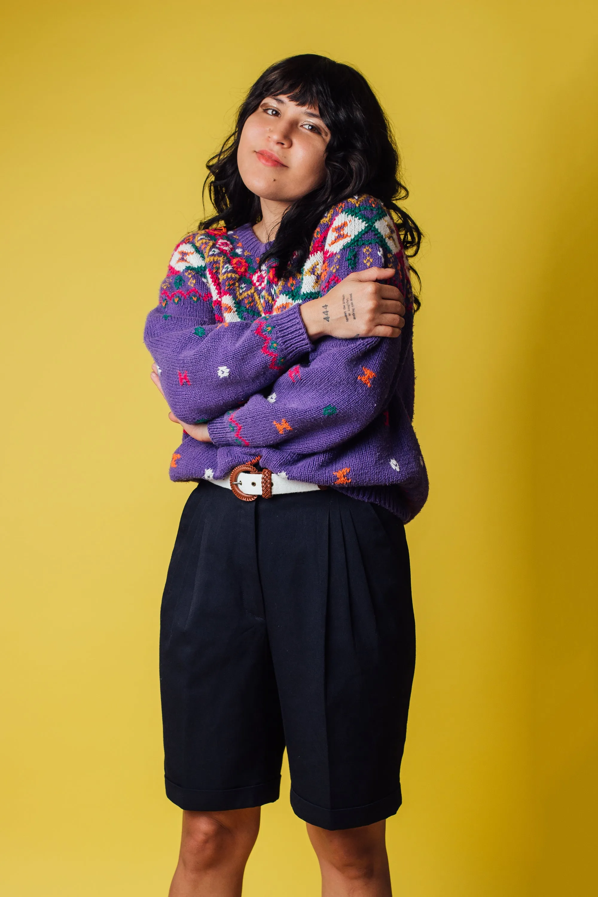 Vintage 80's Pastel Purple Pullover Sweater | M