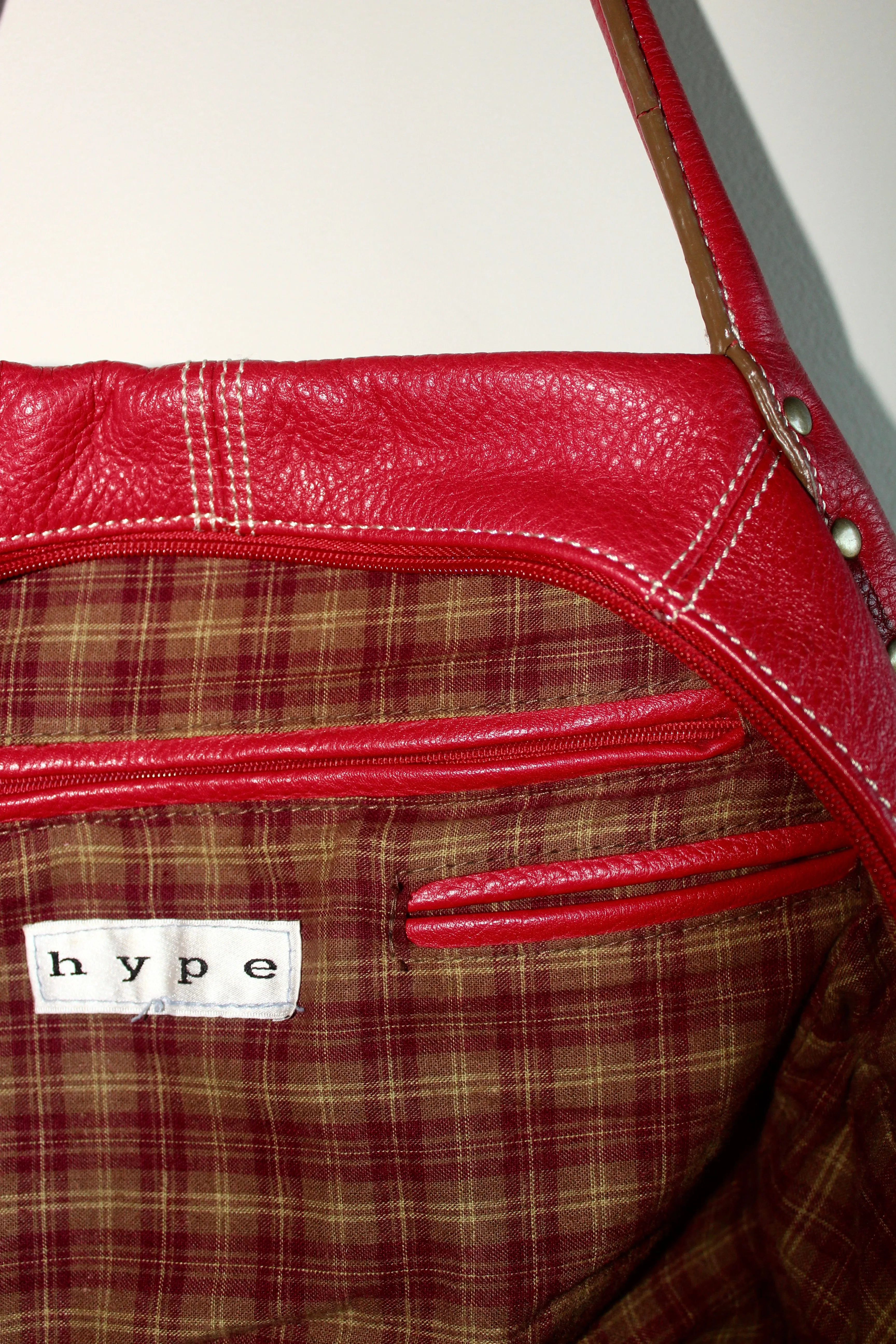 Vintage 90s Cherry Red Messenger Tote Purse