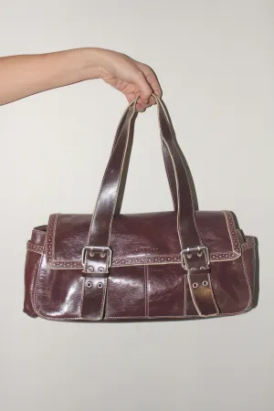 Vintage 90s Chocolate Leather Messenger Purse