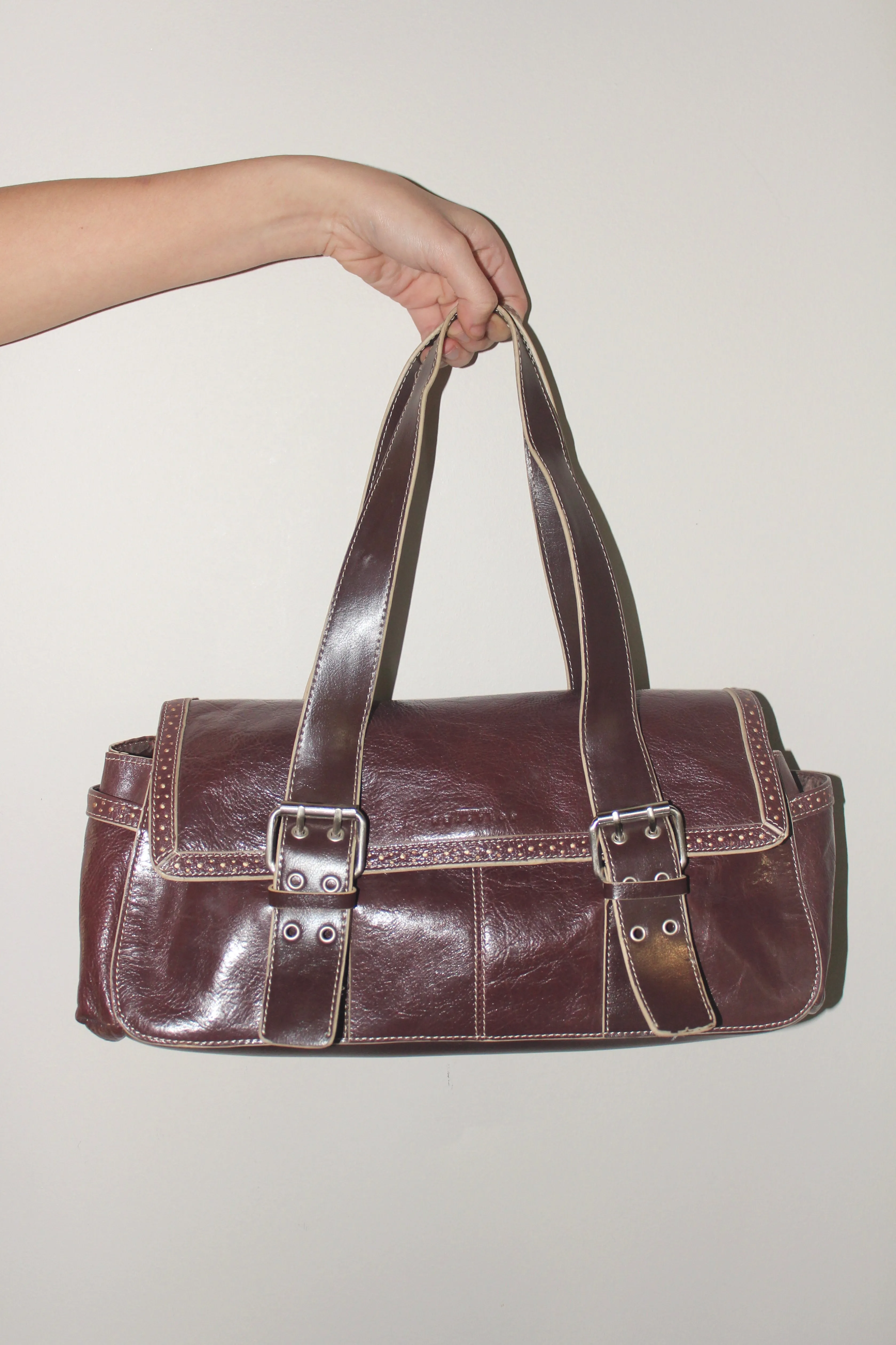 Vintage 90s Chocolate Leather Messenger Purse