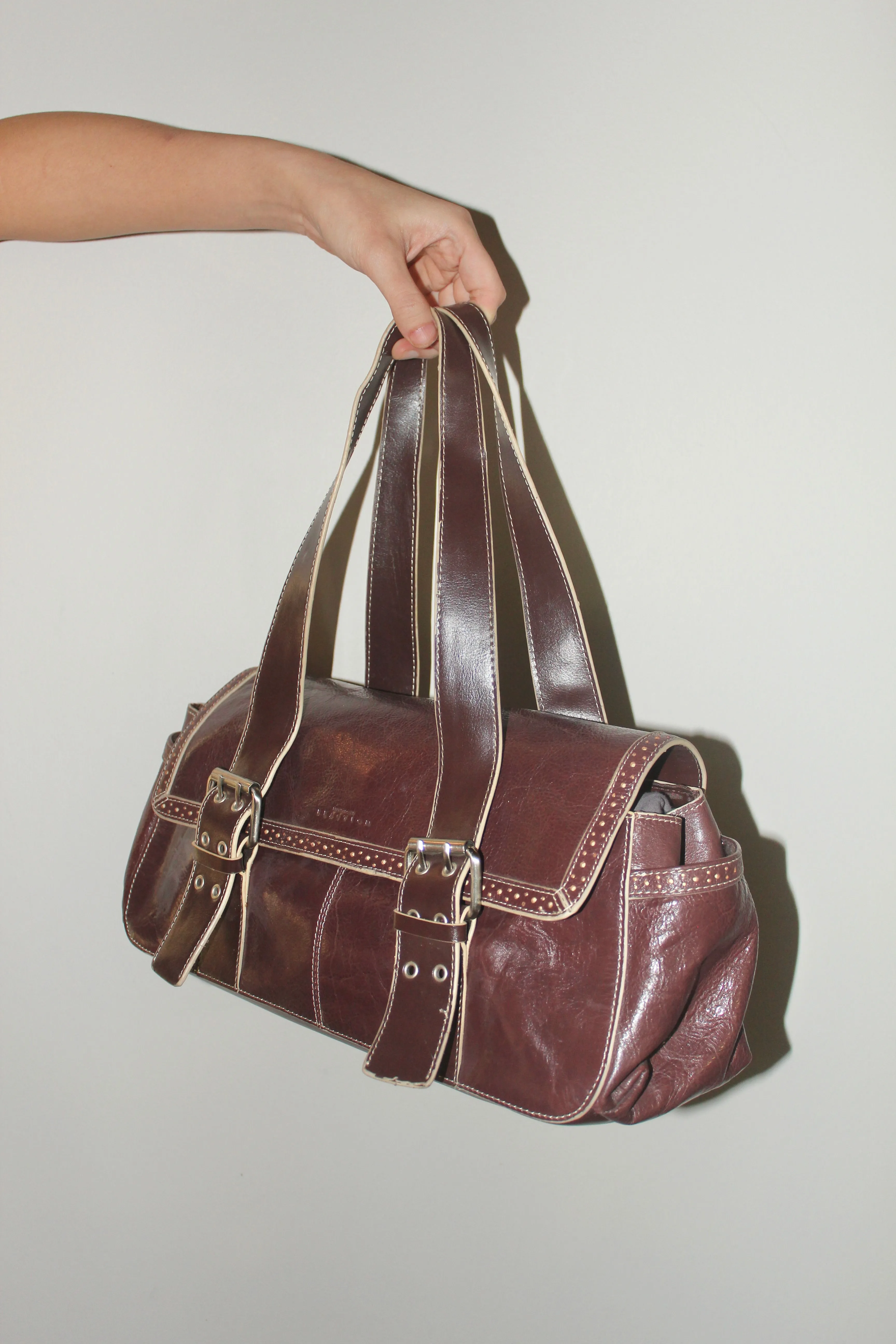 Vintage 90s Chocolate Leather Messenger Purse