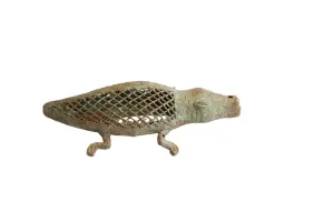 Vintage African Criss-Cross Design Alligator Sculpture