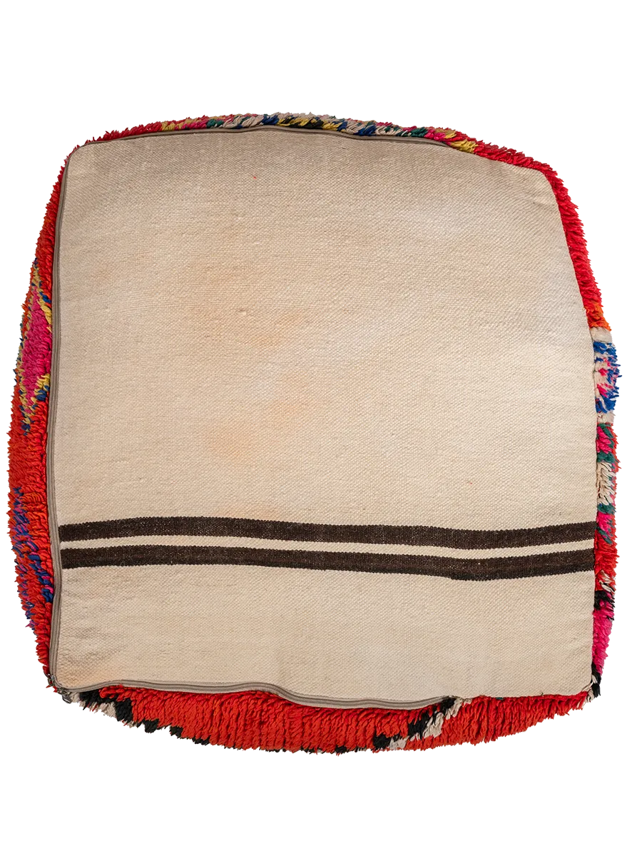 Vintage Boujad Pouf - Vibrant Symbols