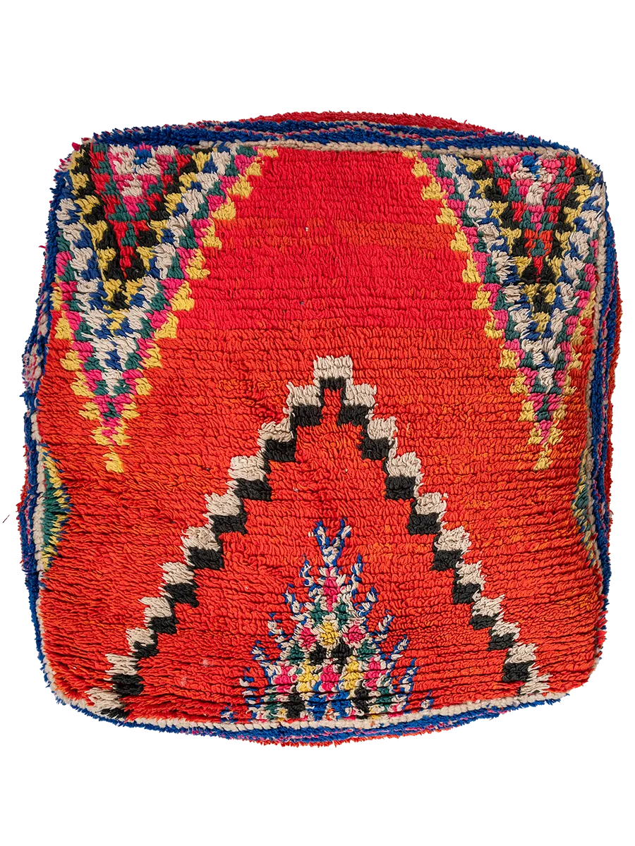 Vintage Boujad Pouf - Vibrant Symbols