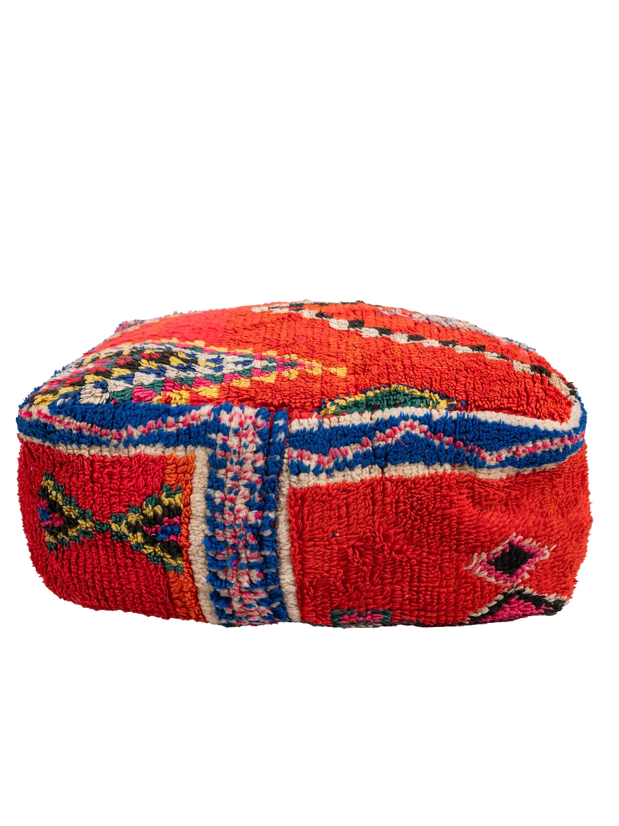 Vintage Boujad Pouf - Vibrant Symbols