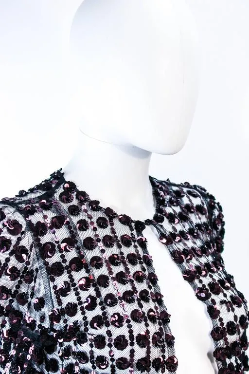VINTAGE Circa 1930s  Bronze Sequin Tulle Chocolate Jacket Size 4