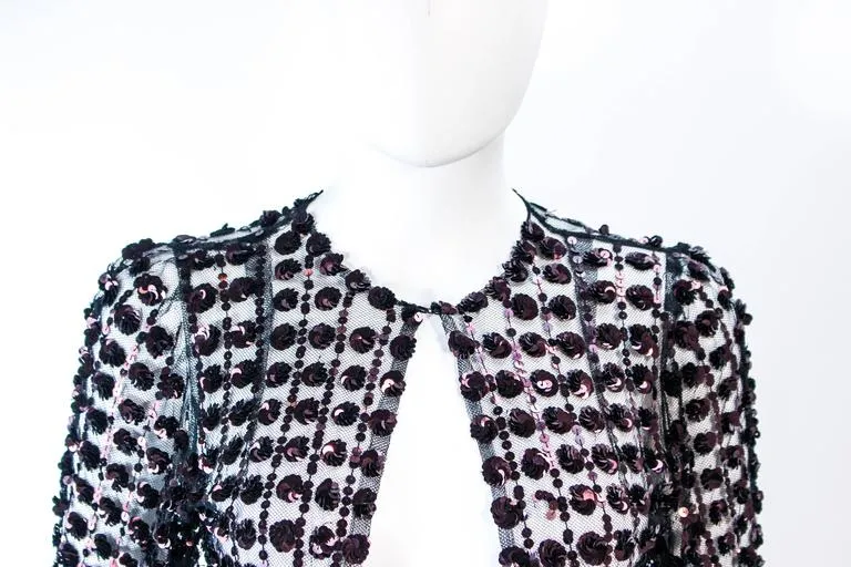 VINTAGE Circa 1930s  Bronze Sequin Tulle Chocolate Jacket Size 4