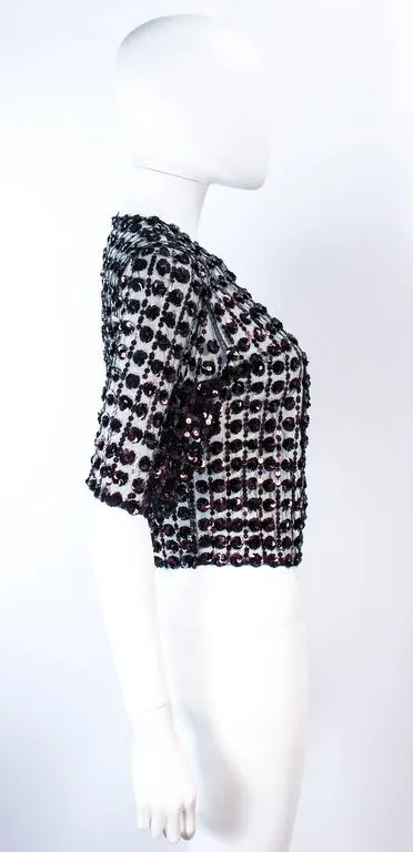 VINTAGE Circa 1930s  Bronze Sequin Tulle Chocolate Jacket Size 4