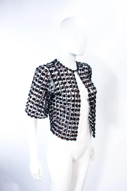 VINTAGE Circa 1930s  Bronze Sequin Tulle Chocolate Jacket Size 4