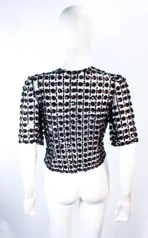 VINTAGE Circa 1930s  Bronze Sequin Tulle Chocolate Jacket Size 4