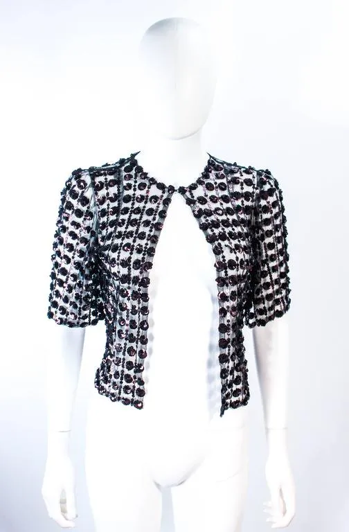 VINTAGE Circa 1930s  Bronze Sequin Tulle Chocolate Jacket Size 4