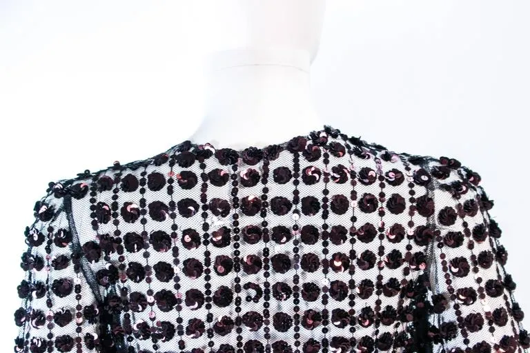 VINTAGE Circa 1930s  Bronze Sequin Tulle Chocolate Jacket Size 4