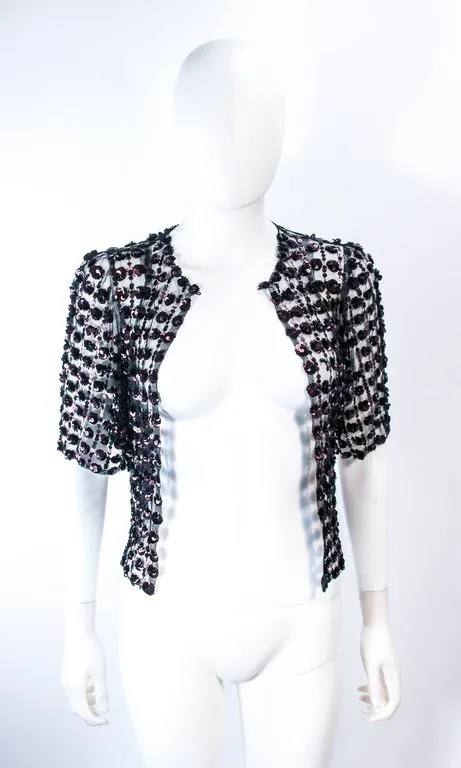 VINTAGE Circa 1930s  Bronze Sequin Tulle Chocolate Jacket Size 4