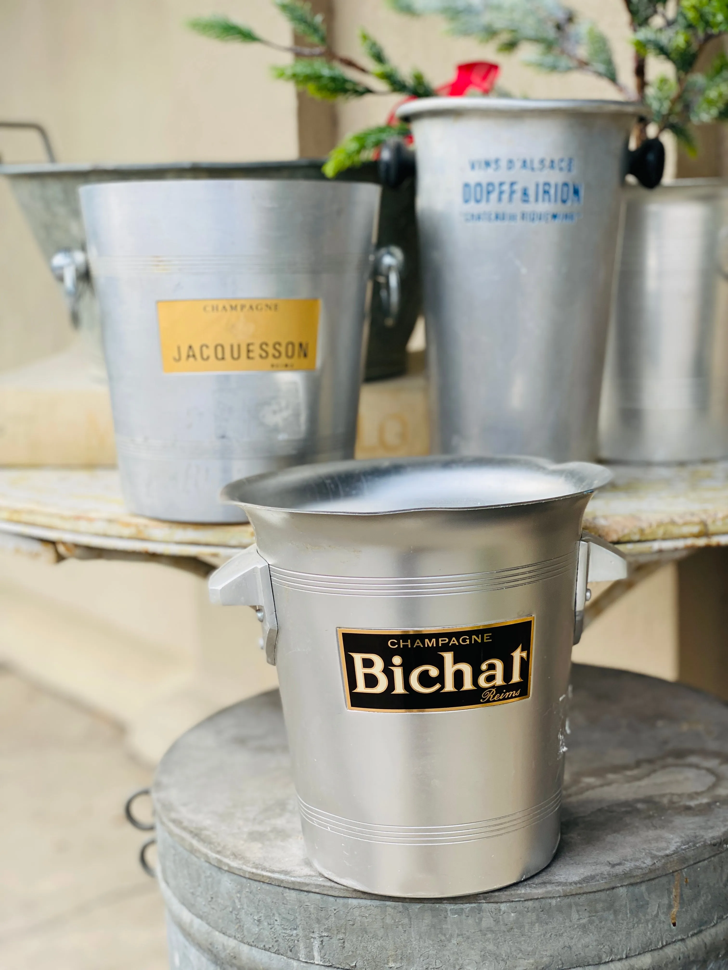 Vintage French Metal Ice Bucket | Dopff & Irion Label