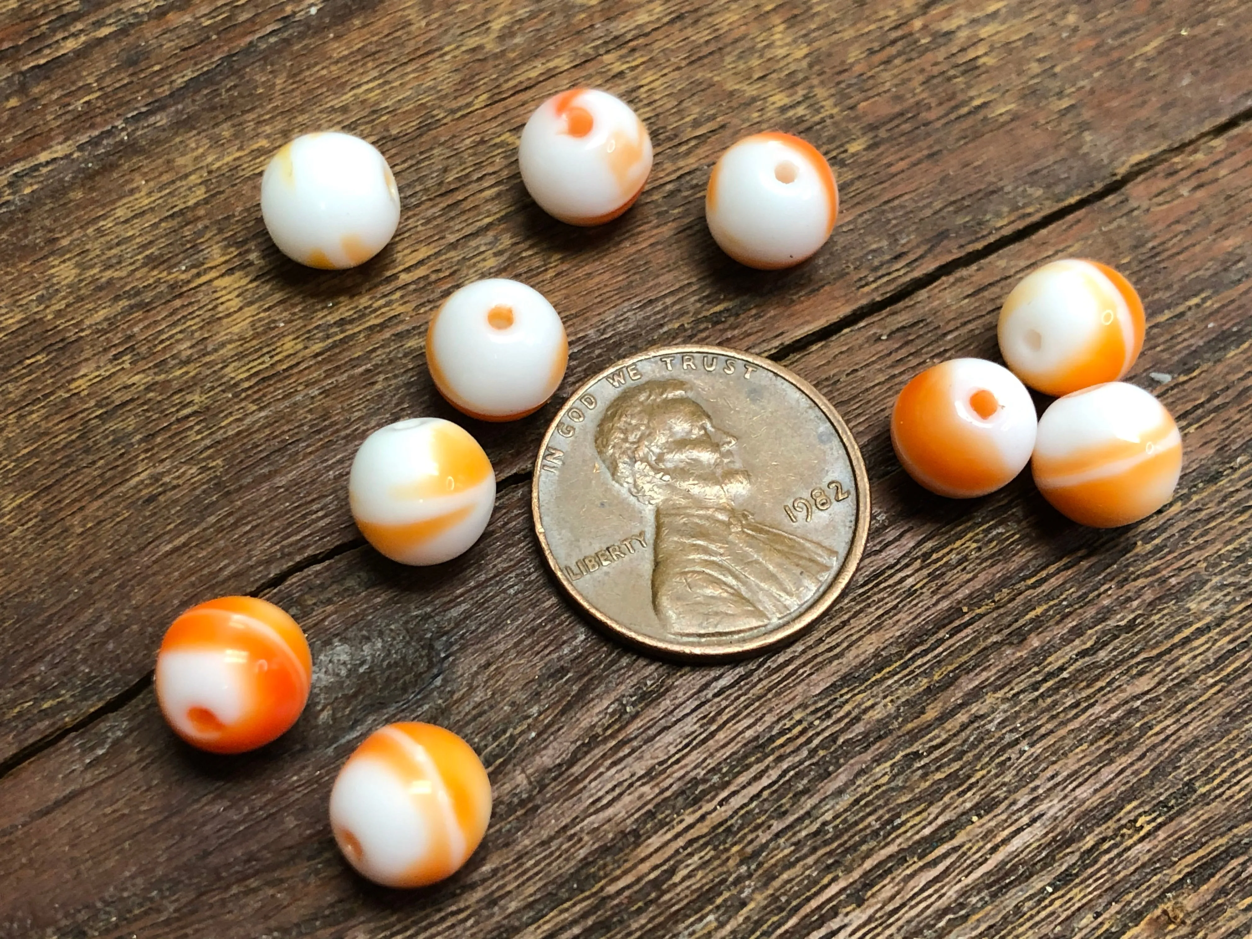 Vintage German Glass 8mm Round Beads