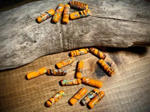 Vintage Japanese Glass—Orange Tube Glass Bead—21mm x 6mm