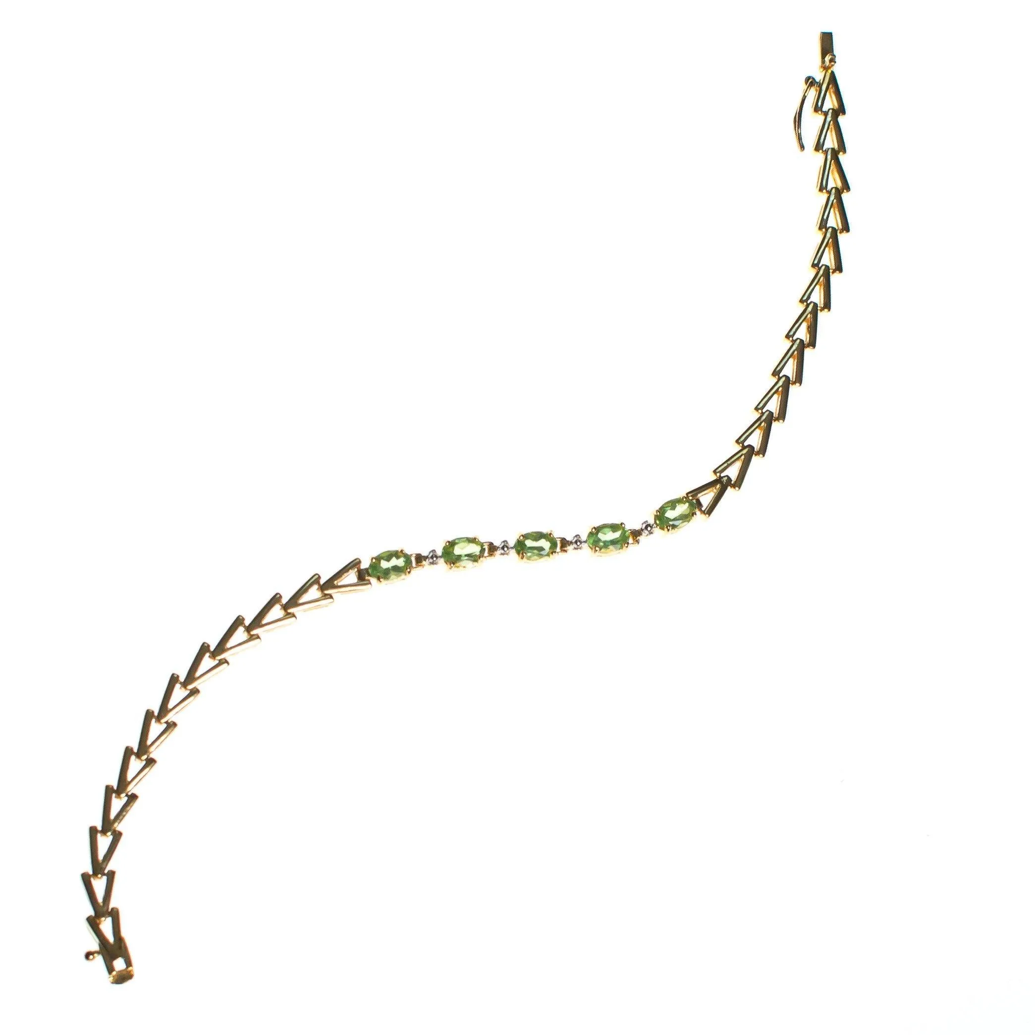 Vintage Peridot Tennis Bracelet 18kt Gold Over Sterling Silver