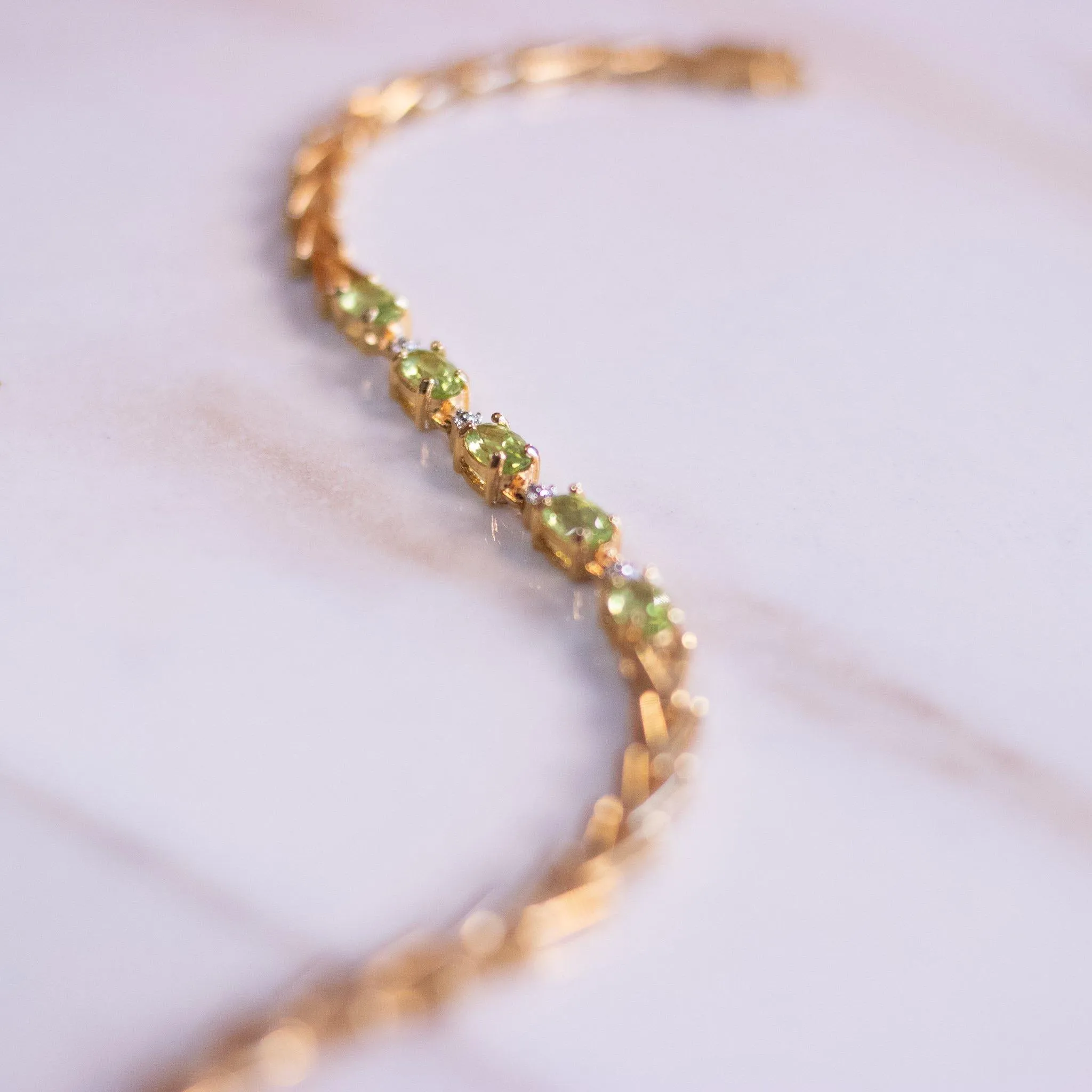 Vintage Peridot Tennis Bracelet 18kt Gold Over Sterling Silver