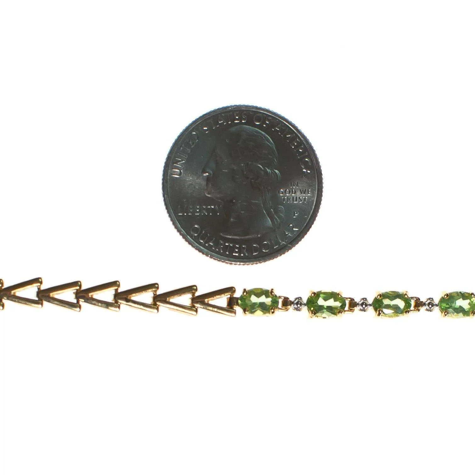 Vintage Peridot Tennis Bracelet 18kt Gold Over Sterling Silver