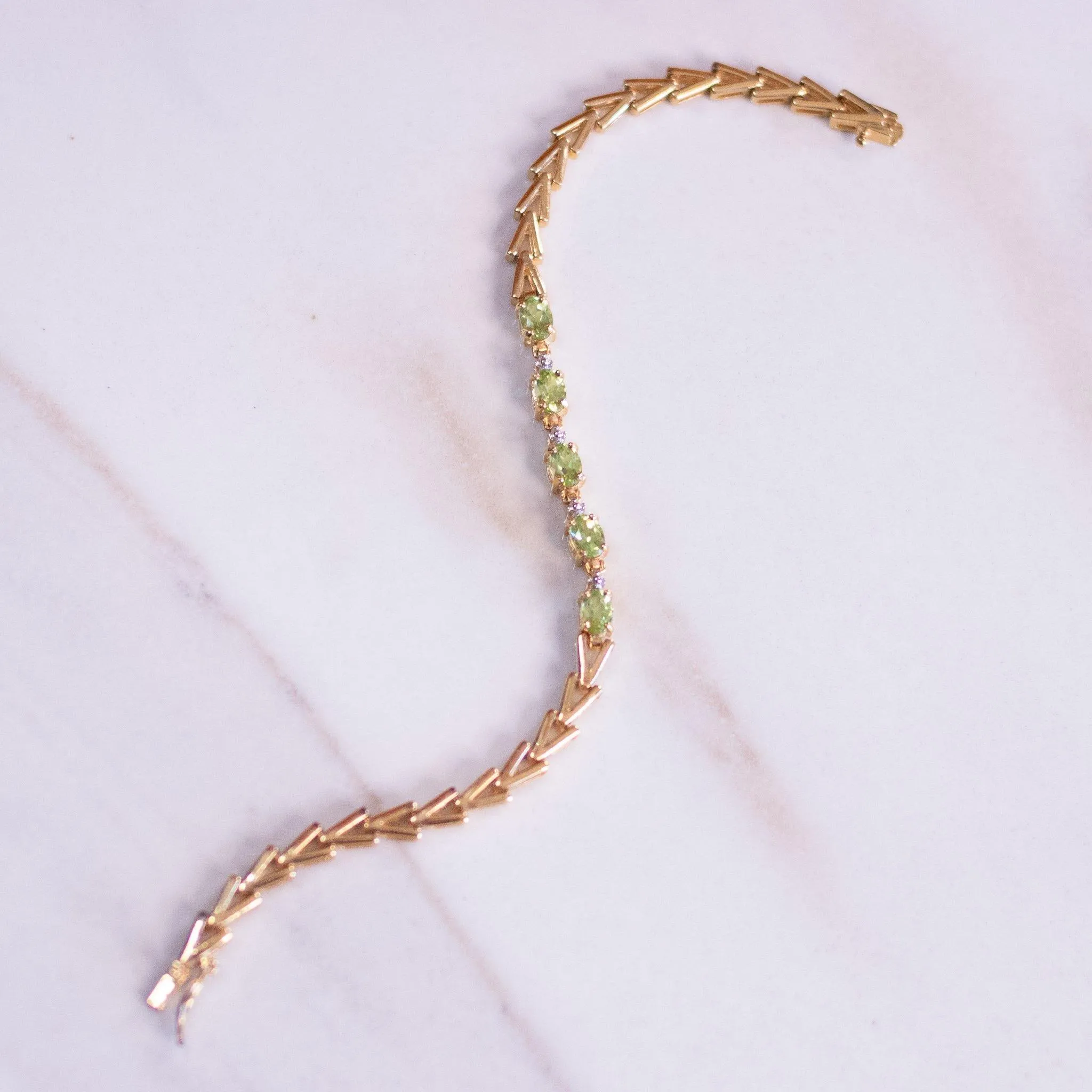 Vintage Peridot Tennis Bracelet 18kt Gold Over Sterling Silver