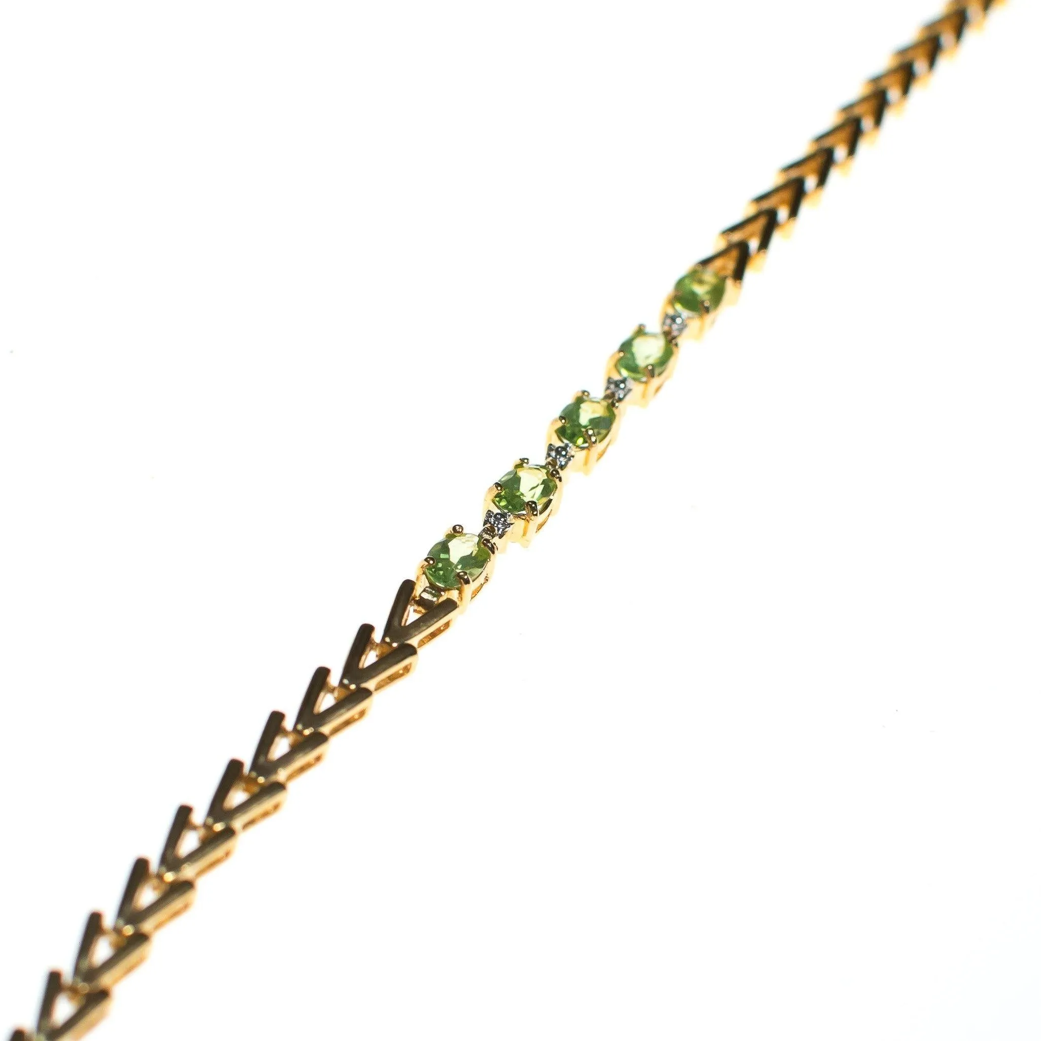 Vintage Peridot Tennis Bracelet 18kt Gold Over Sterling Silver