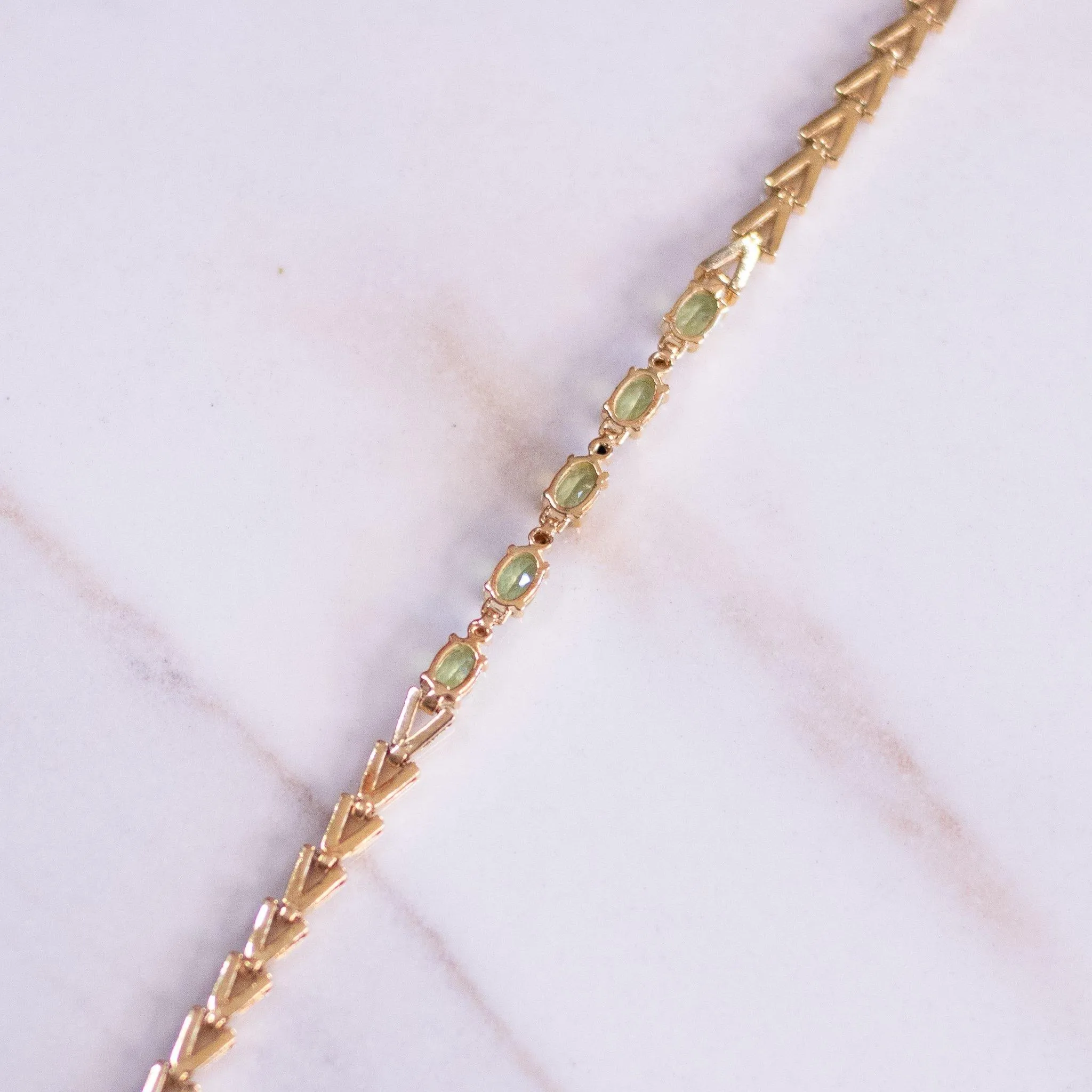 Vintage Peridot Tennis Bracelet 18kt Gold Over Sterling Silver