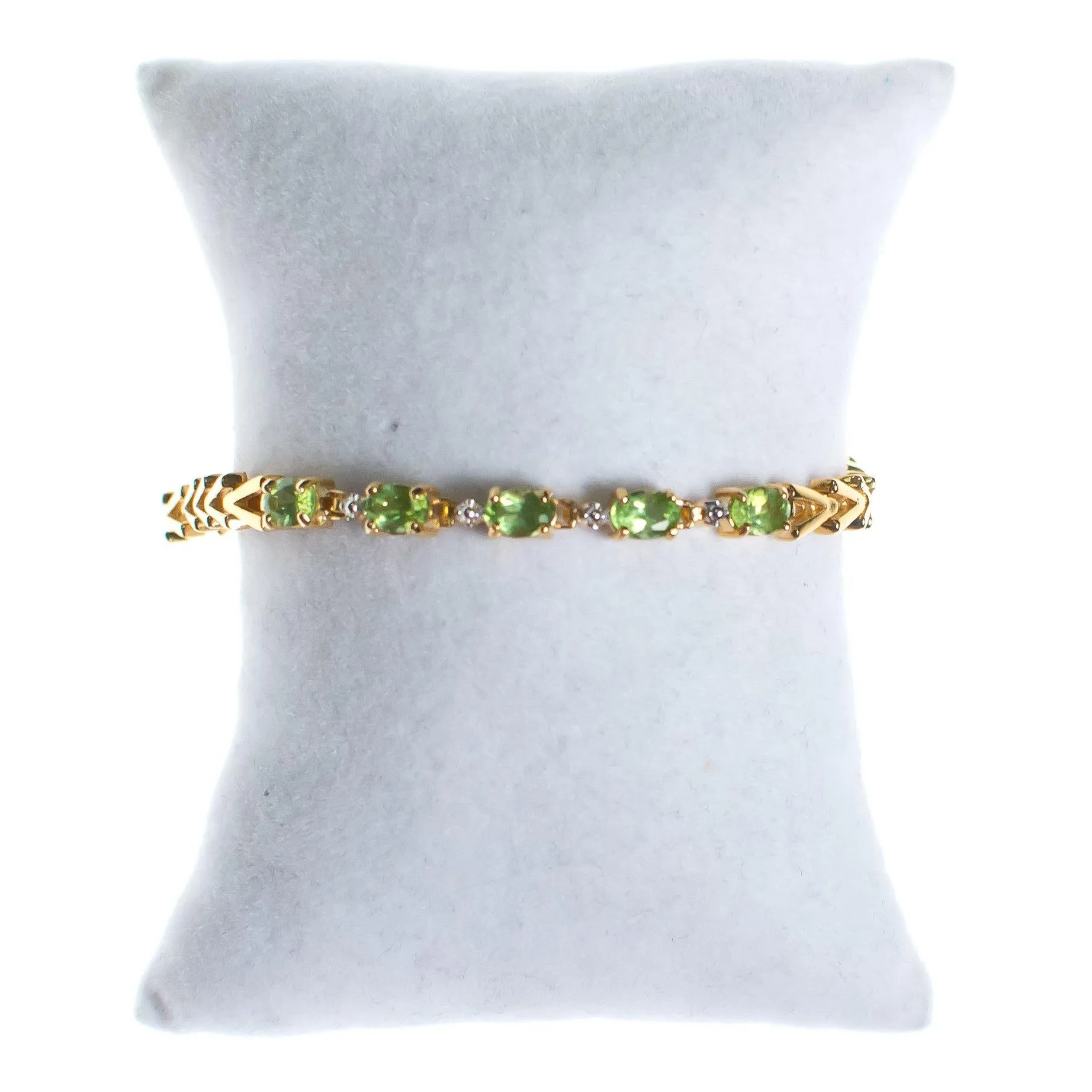 Vintage Peridot Tennis Bracelet 18kt Gold Over Sterling Silver